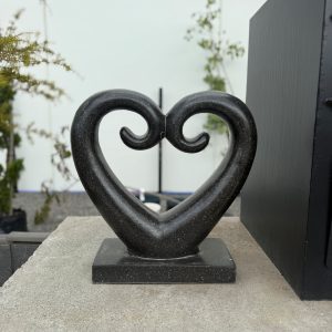 Terrazzo Heart Statue 50cm Black